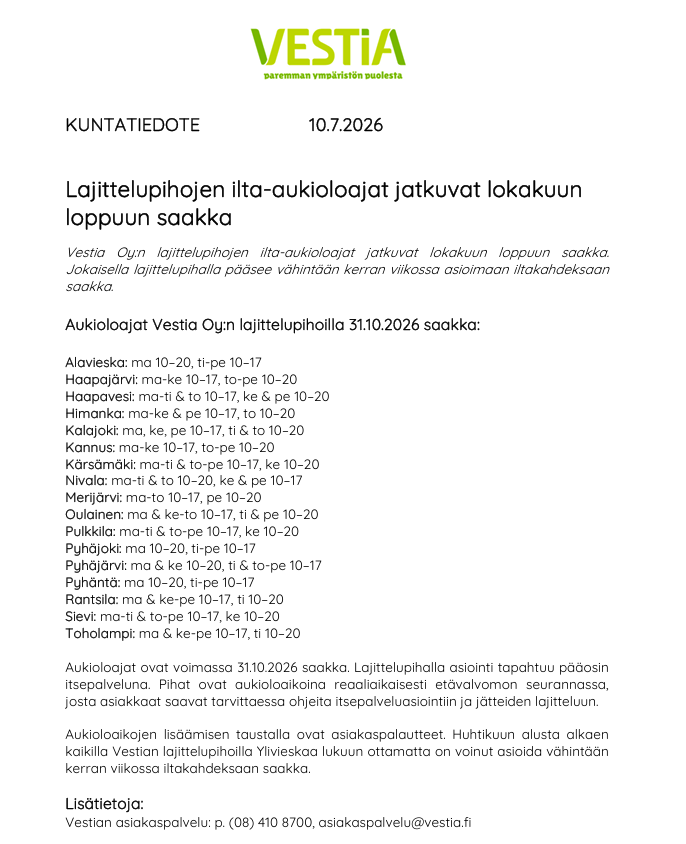 Kuntatiedote