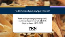 YKN poikkeusajat palveluajoissa 5.11. ja 14.11.