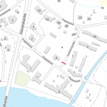 tiekartta, jossa kanttorinpolun tiekatko kuvattuna