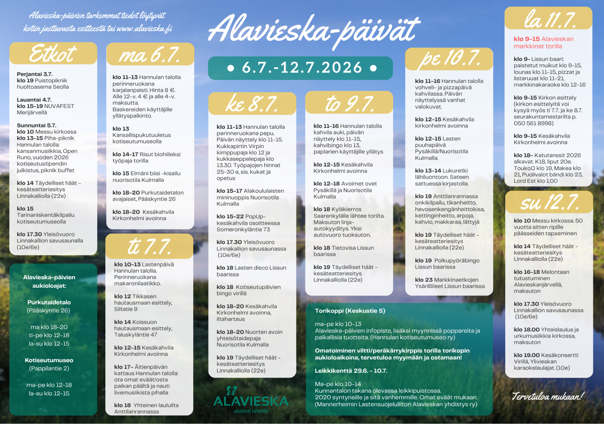 kuvassa näkyy mainos Alavieska-päivien ohjelmasta