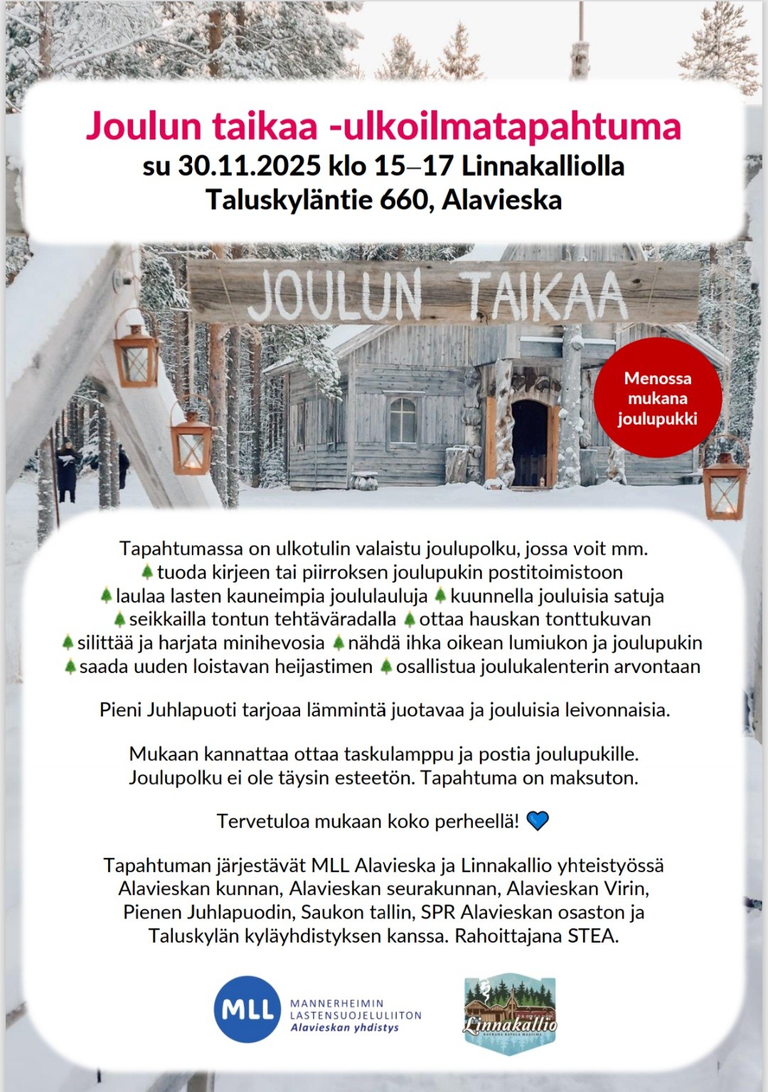 Kuvassa näkyy mainos Joulun taikaa -tapahtumasta
