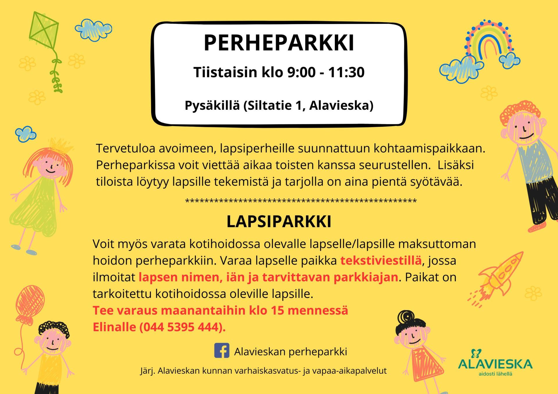 Kuvassa näkyy mainos Perheparkki-toiminnasta.